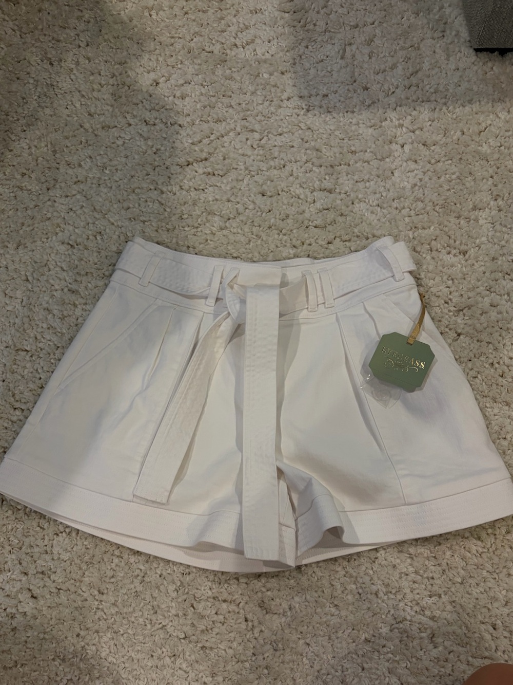 High-Waist White Tie-Belt Women’s Shorts